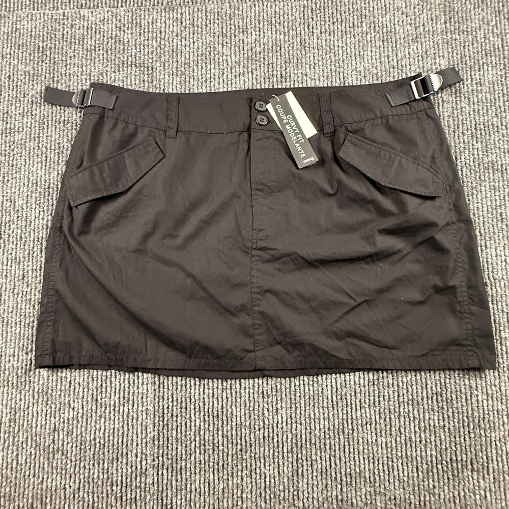 H&M Divided Curvy Fit Cargo Mini Skirt Black Utility Pockets XL NWT